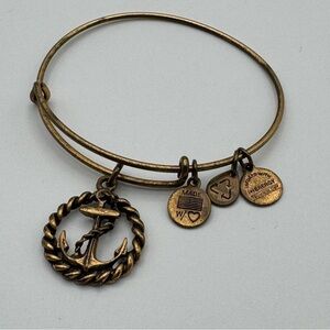 Alex and Ani Anchor Nautical Charm Bangle Rafaelian Gold Adjustable